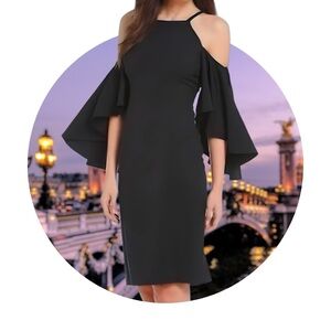 VINCE CAMUTO BLACK STATEMENT SLEEVE DRESS 12